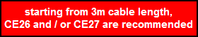 starting from 3m cable length,
CE26 and / or CE27 are recommended